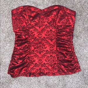 Red with black print tube top